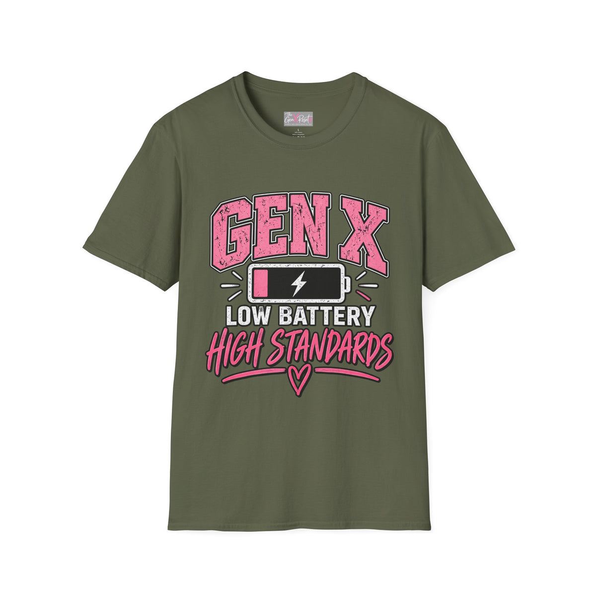Funny Gen X Low Battery High Standards T-Shirt | Gen X Gift