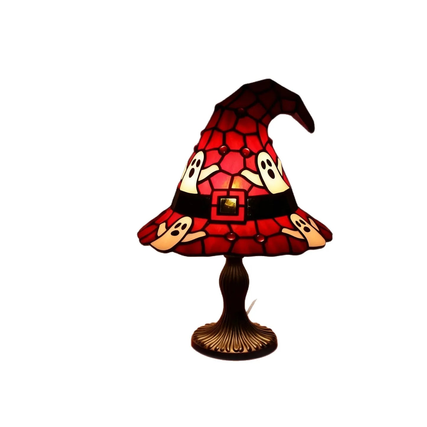 Stained Glass Witch Hat Lamp | Cozy Halloween LED Decor