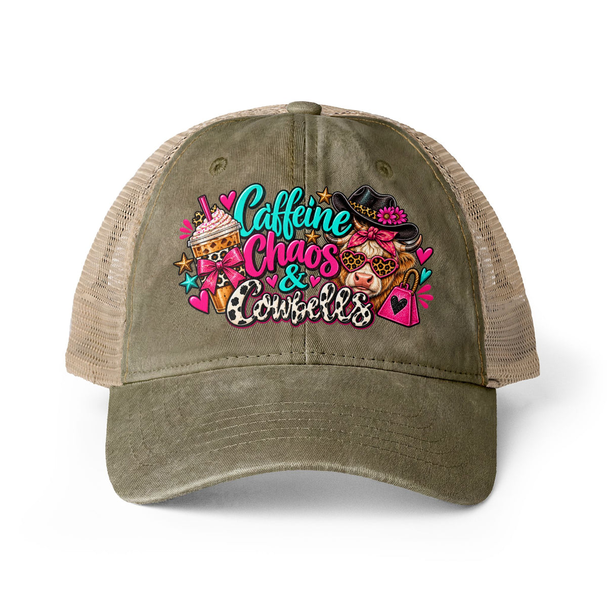 Caffeine Chaos & Cowbells | Funny Western Cowgirl Design
