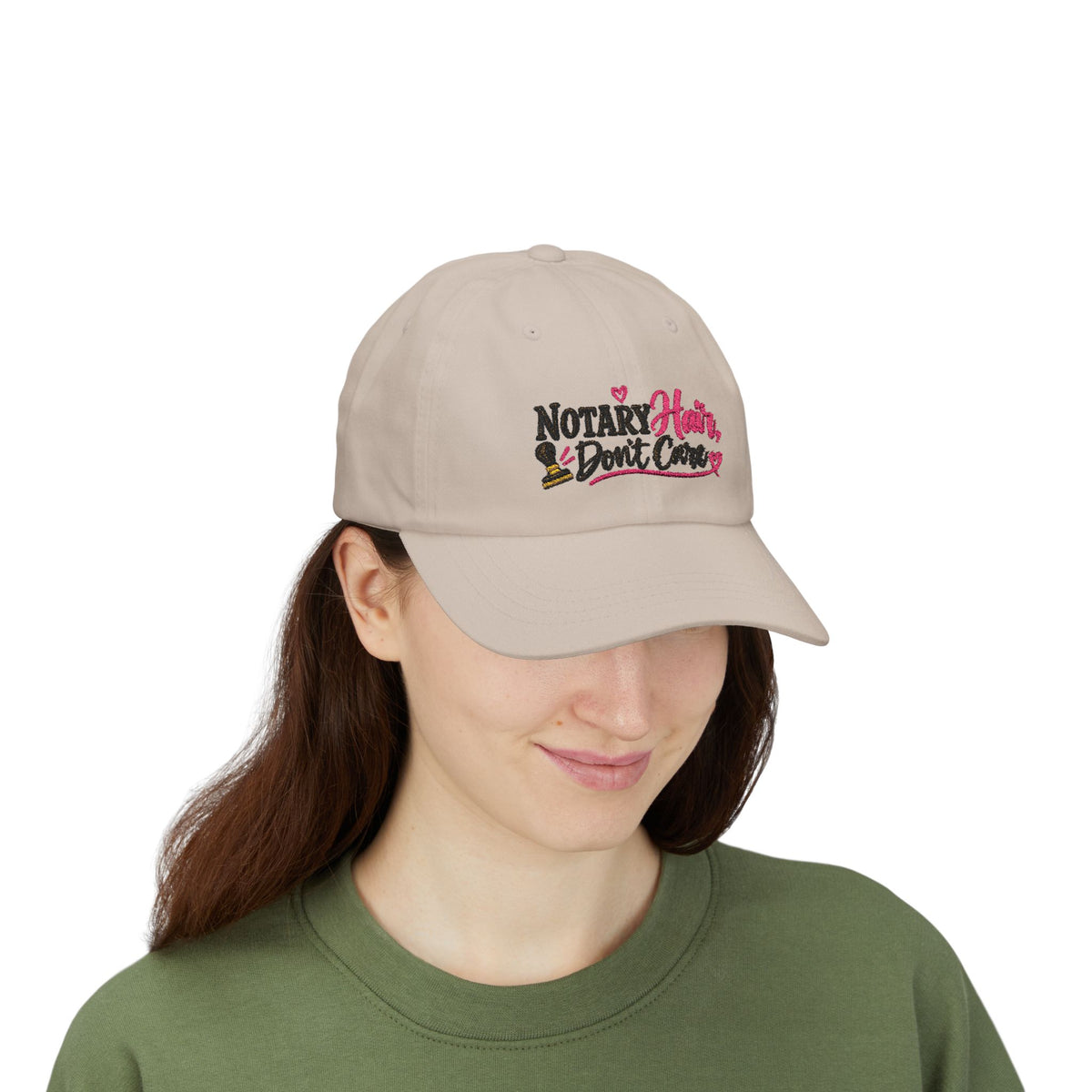 Notary Hair Don't Care Embroidered Hat | Funny Notary Public Cap