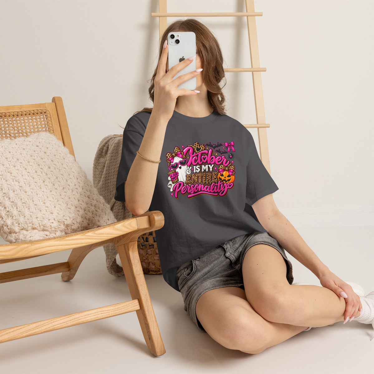 October Is My Entire Personality T-Shirt | Cute Pink Halloween Shirt