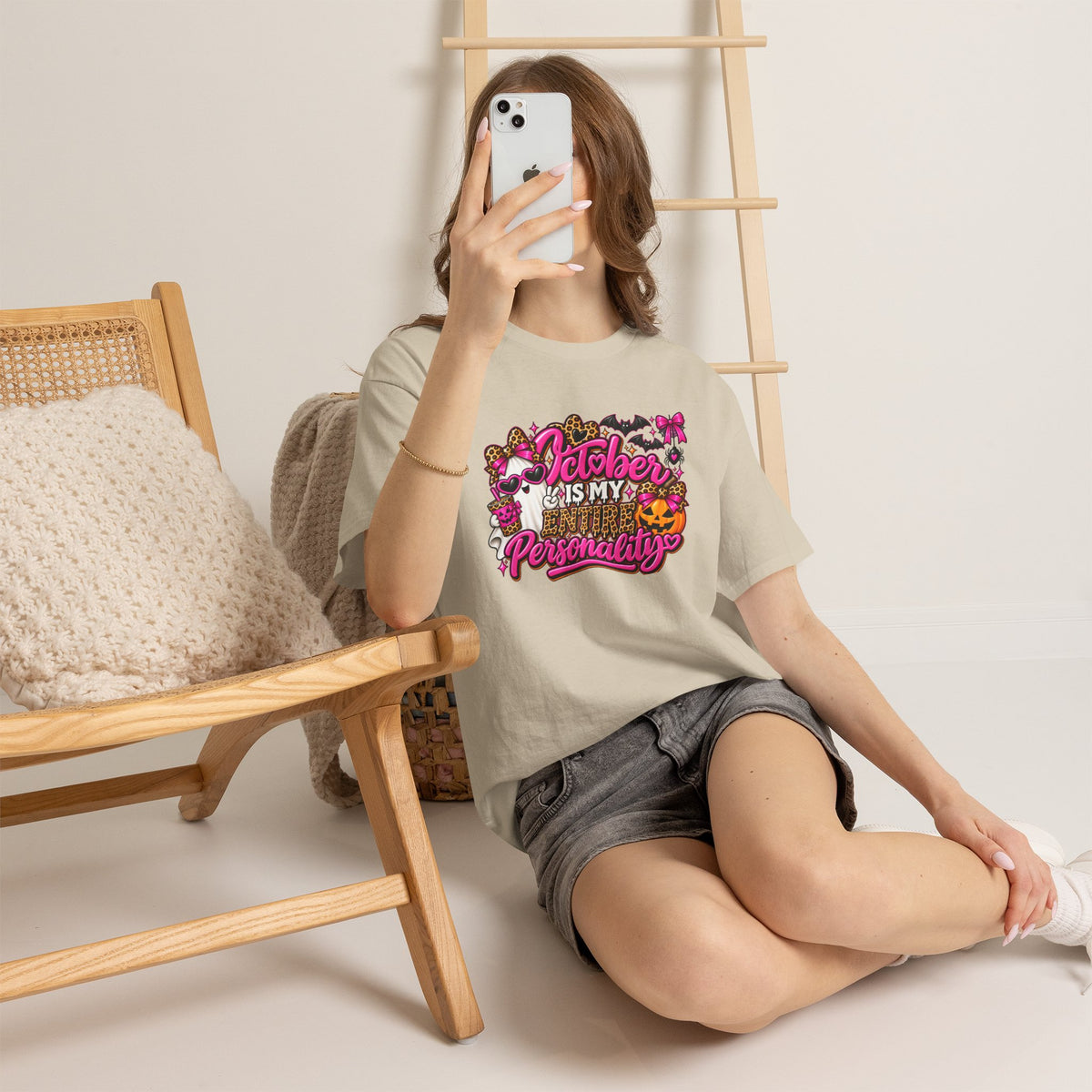October Is My Entire Personality T-Shirt | Cute Pink Halloween Shirt