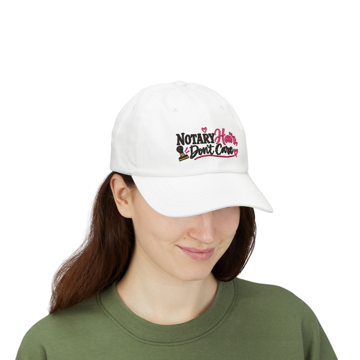 Notary Hair Don't Care Embroidered Hat | Funny Notary Public Cap