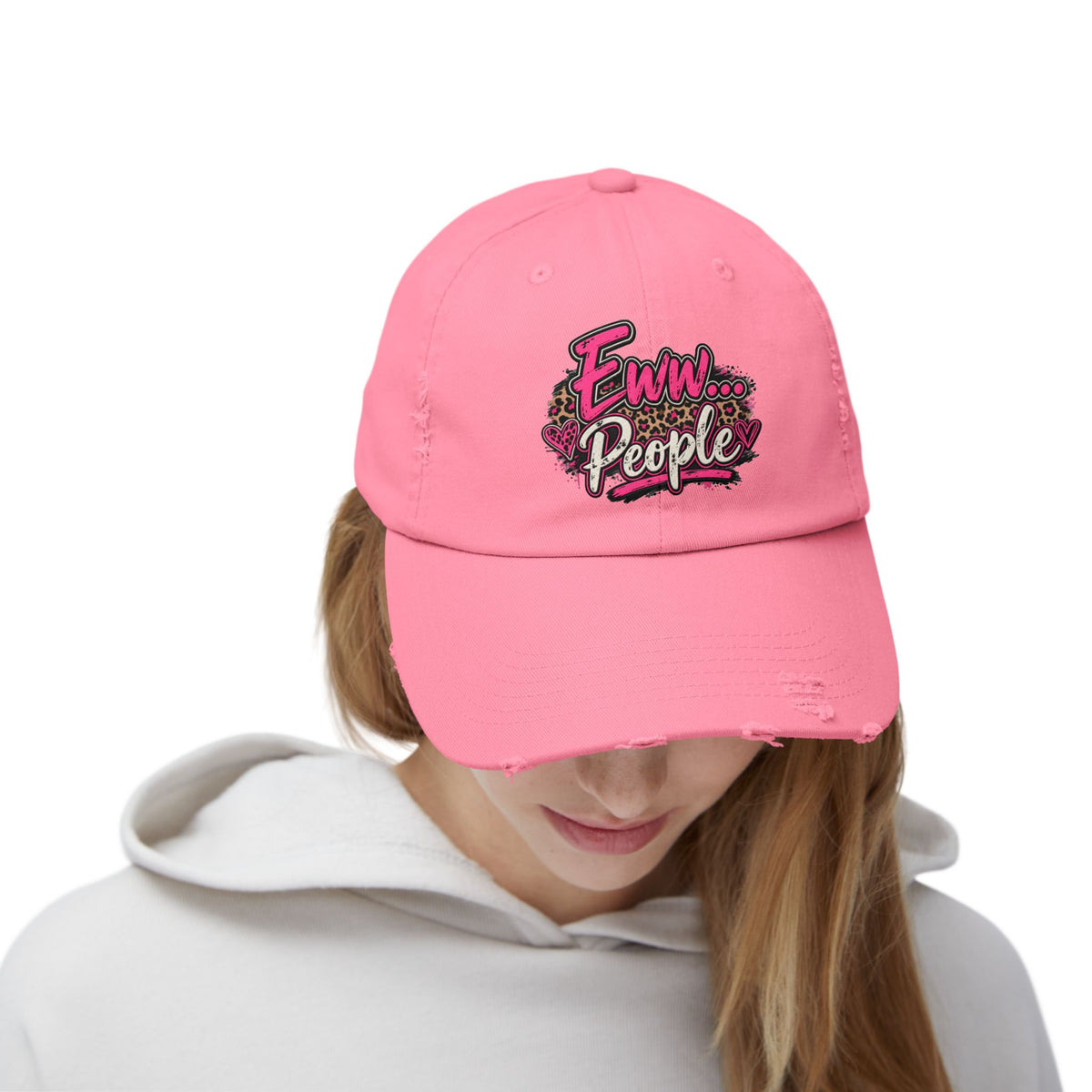 Eww... People Funny Gen X Hat | Sarcastic Pink Leopard Cap