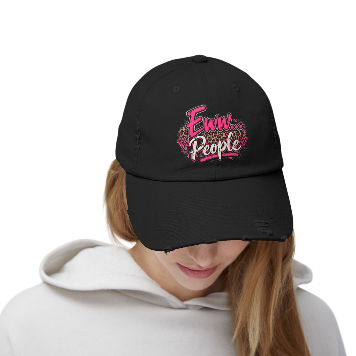 Eww... People Funny Gen X Hat | Sarcastic Pink Leopard Cap