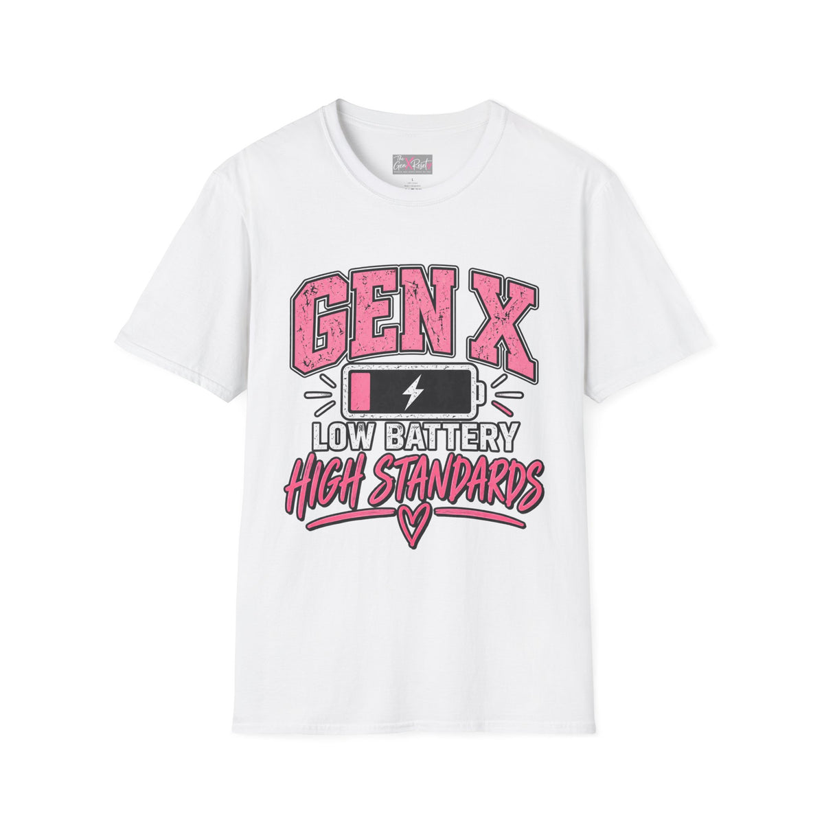 Funny Gen X Low Battery High Standards T-Shirt | Gen X Gift