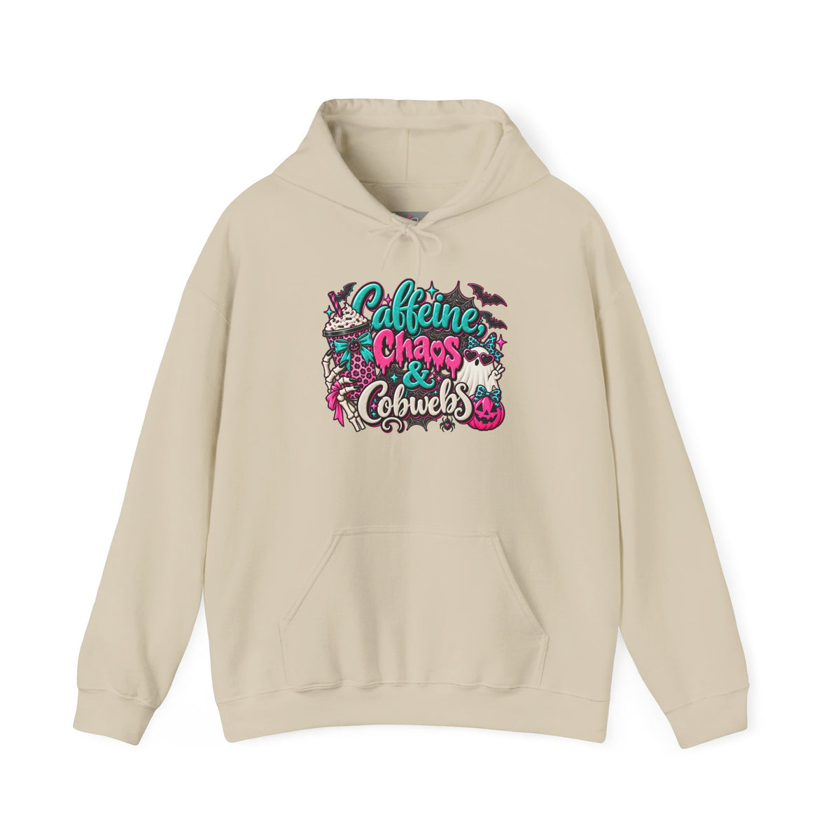 Caffeine Chaos & Cowbells Hoodie | Funny Cow Print Western Sweatshirt