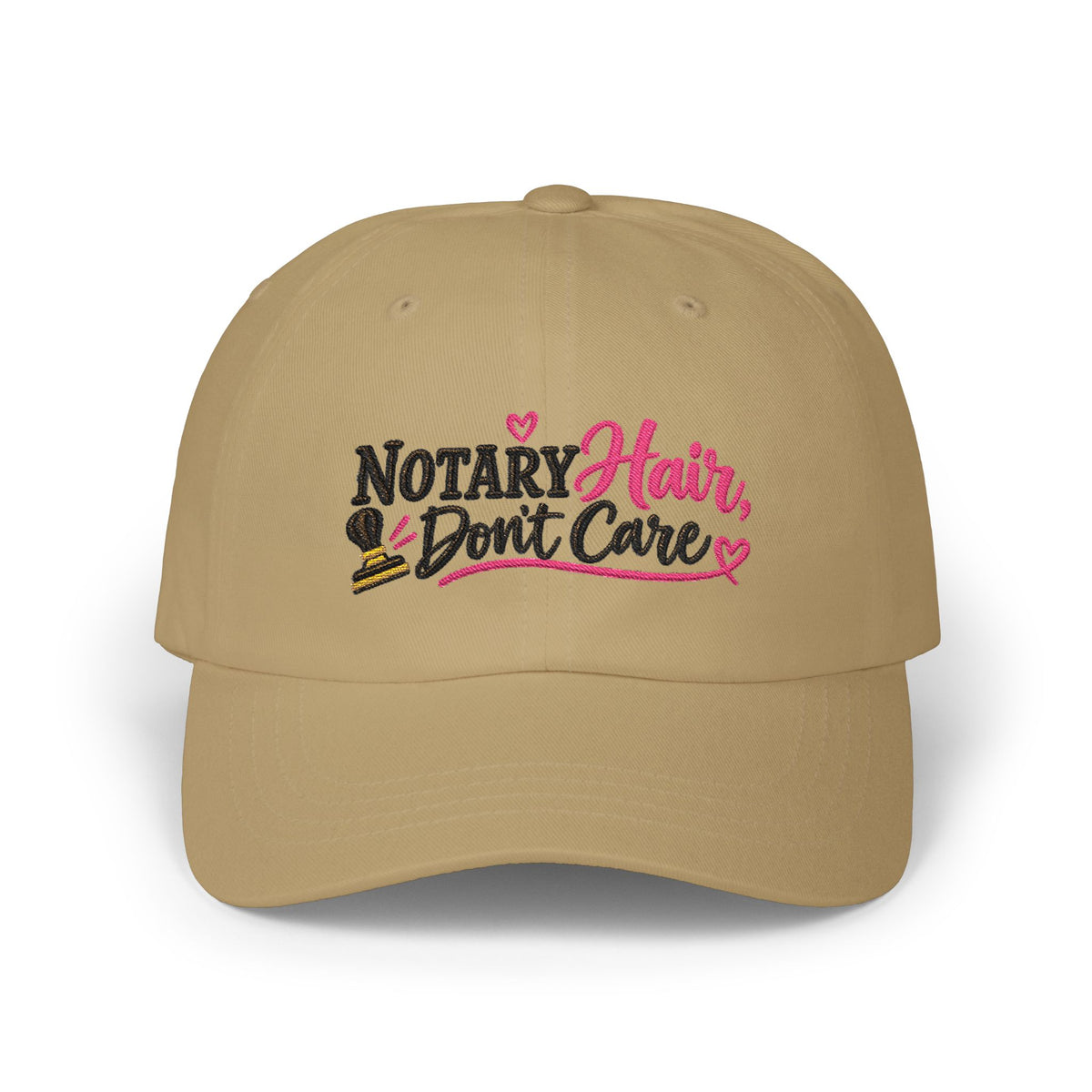 Notary Hair Don't Care Embroidered Hat | Funny Notary Public Cap