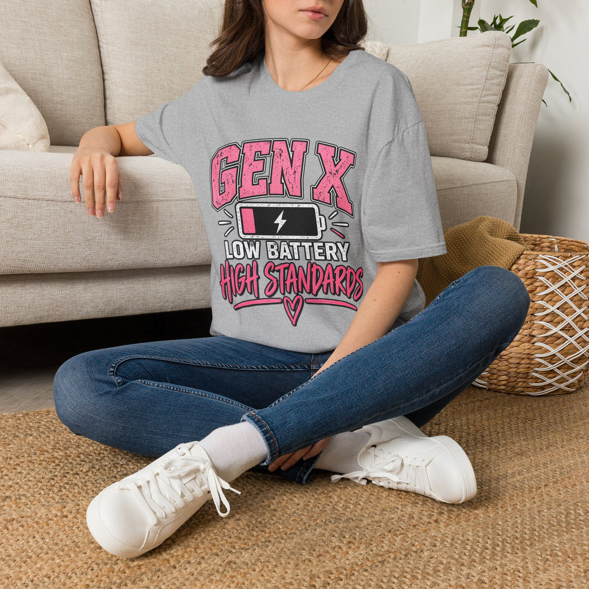 Funny Gen X Low Battery High Standards T-Shirt | Gen X Gift