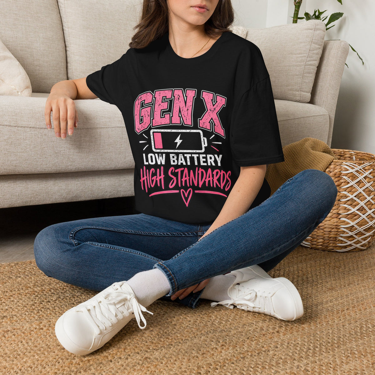 Funny Gen X Low Battery High Standards T-Shirt | Gen X Gift