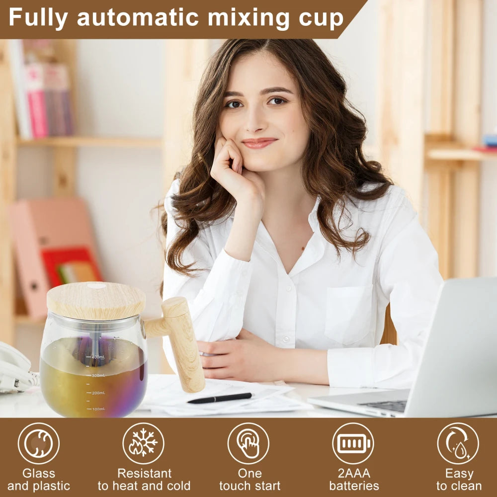 Glass Self Stirring Mug