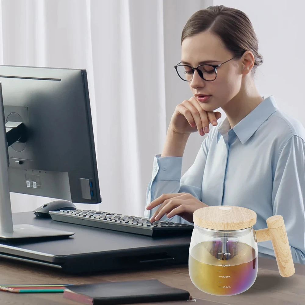 Glass Self Stirring Mug