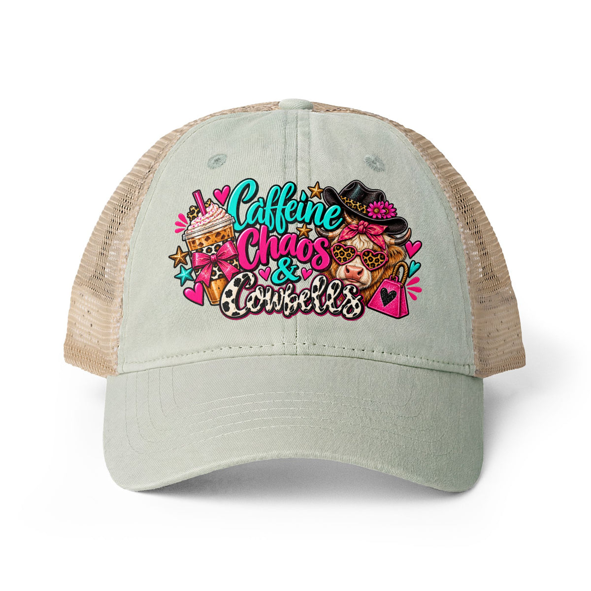 Caffeine Chaos & Cowbells | Funny Western Cowgirl Design