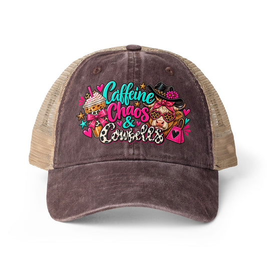 Caffeine Chaos & Cowbells | Funny Western Cowgirl Design