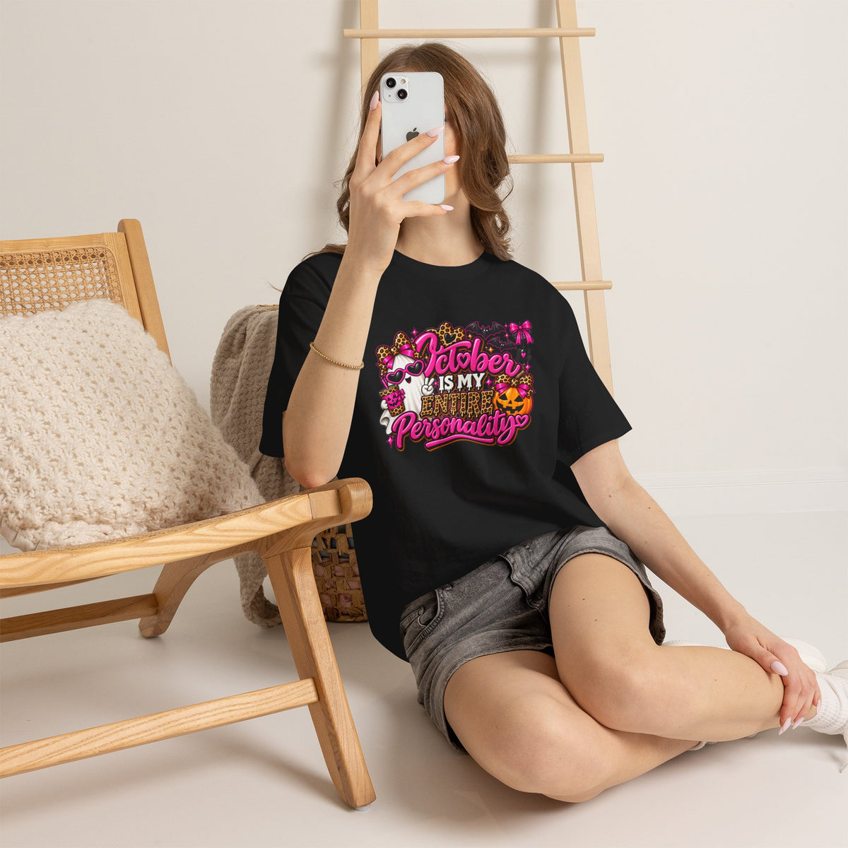 October Is My Entire Personality T-Shirt | Cute Pink Halloween Shirt