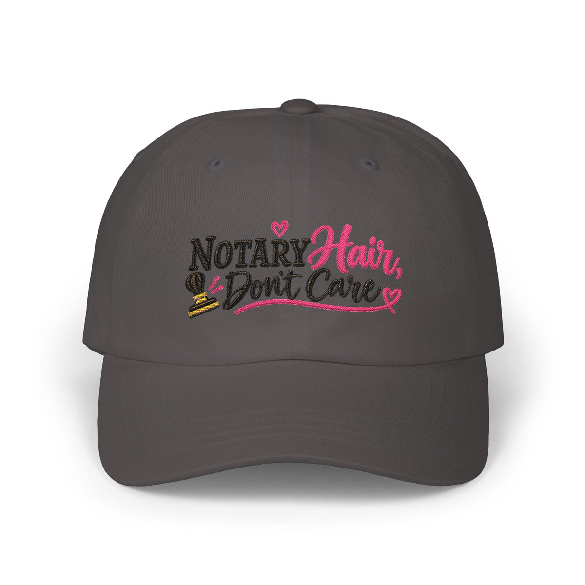Notary Hair Don't Care Embroidered Hat | Funny Notary Public Cap