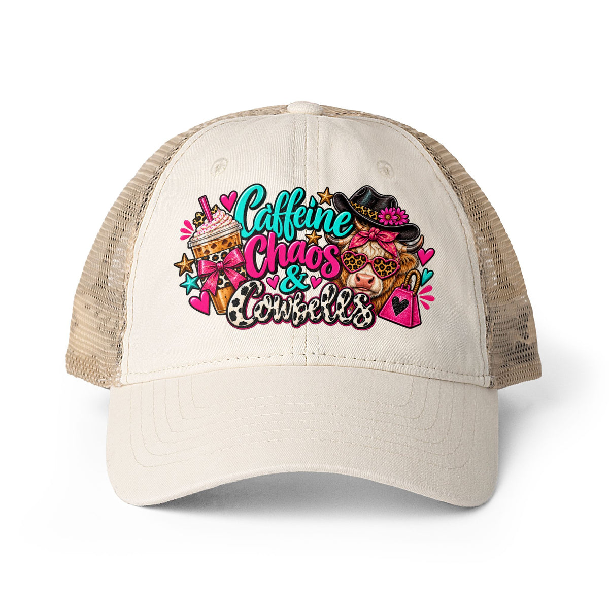 Caffeine Chaos & Cowbells | Funny Western Cowgirl Design