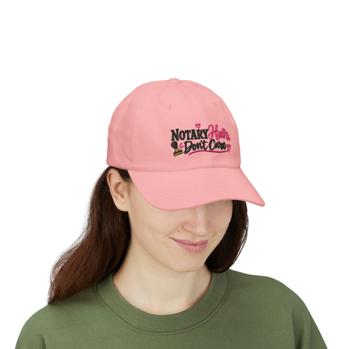 Notary Hair Don't Care Embroidered Hat | Funny Notary Public Cap