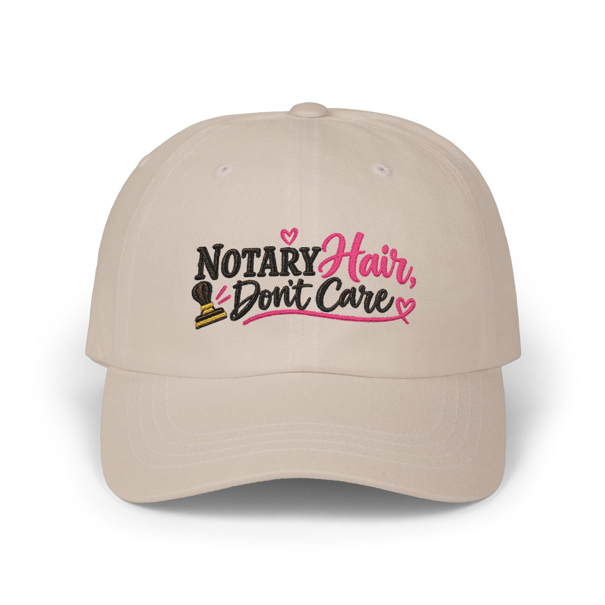 Notary Hair Don't Care Embroidered Hat | Funny Notary Public Cap