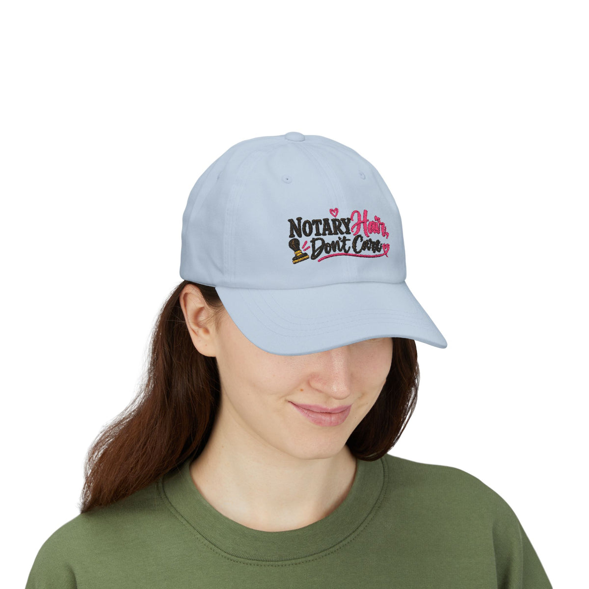 Notary Hair Don't Care Embroidered Hat | Funny Notary Public Cap