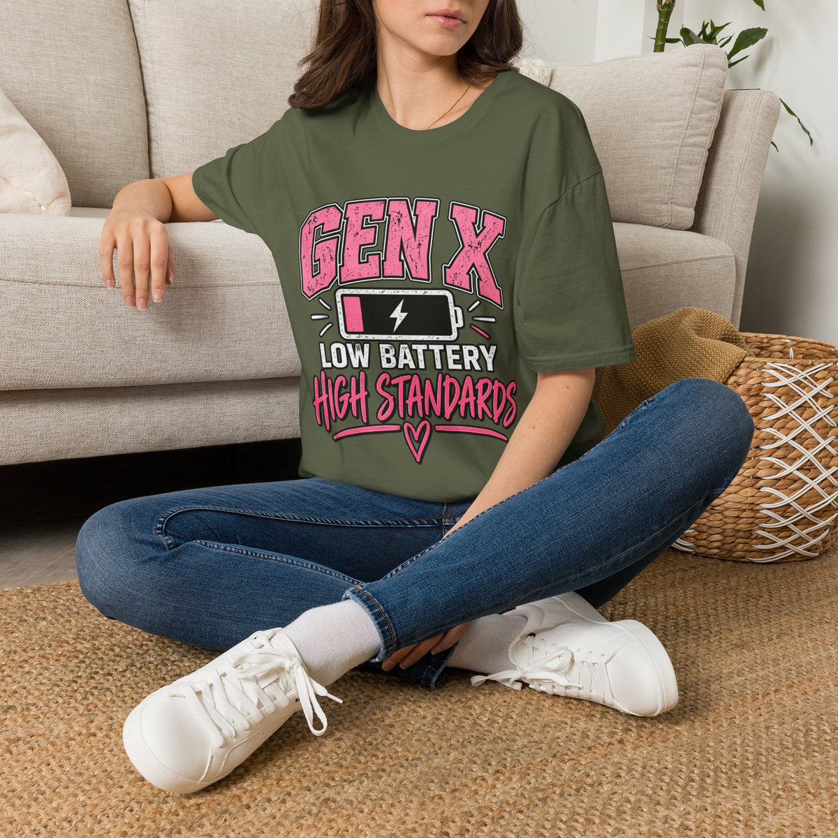 Funny Gen X Low Battery High Standards T-Shirt | Gen X Gift