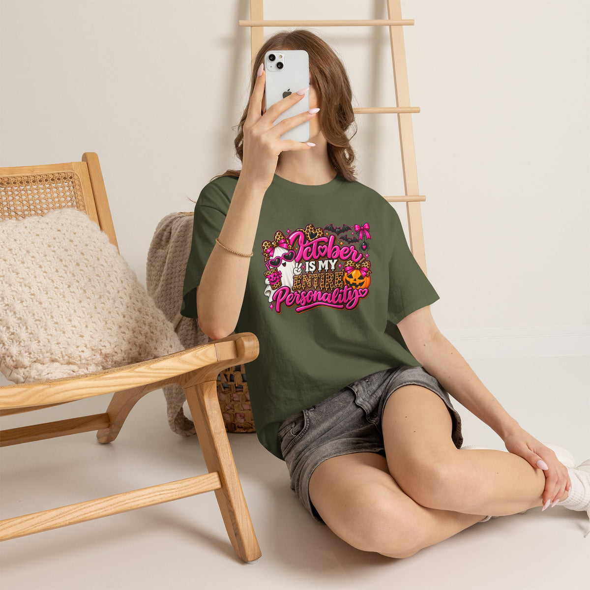 October Is My Entire Personality T-Shirt | Cute Pink Halloween Shirt