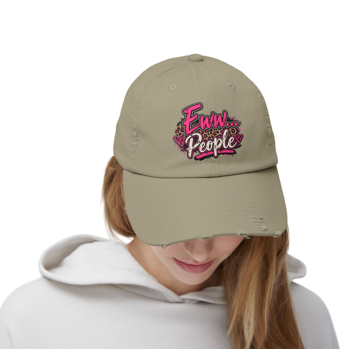 Eww... People Funny Gen X Hat | Sarcastic Pink Leopard Cap