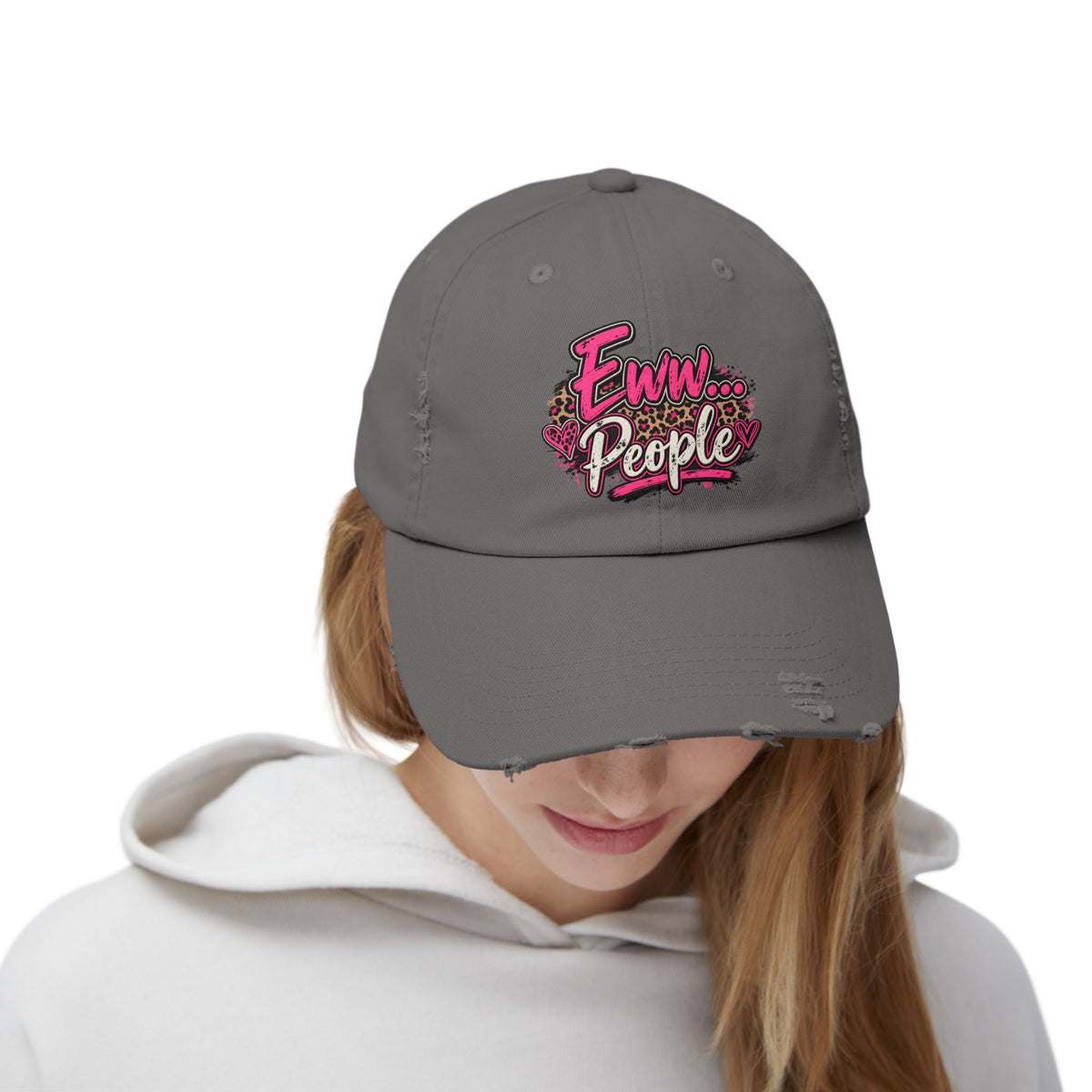 Eww... People Funny Gen X Hat | Sarcastic Pink Leopard Cap