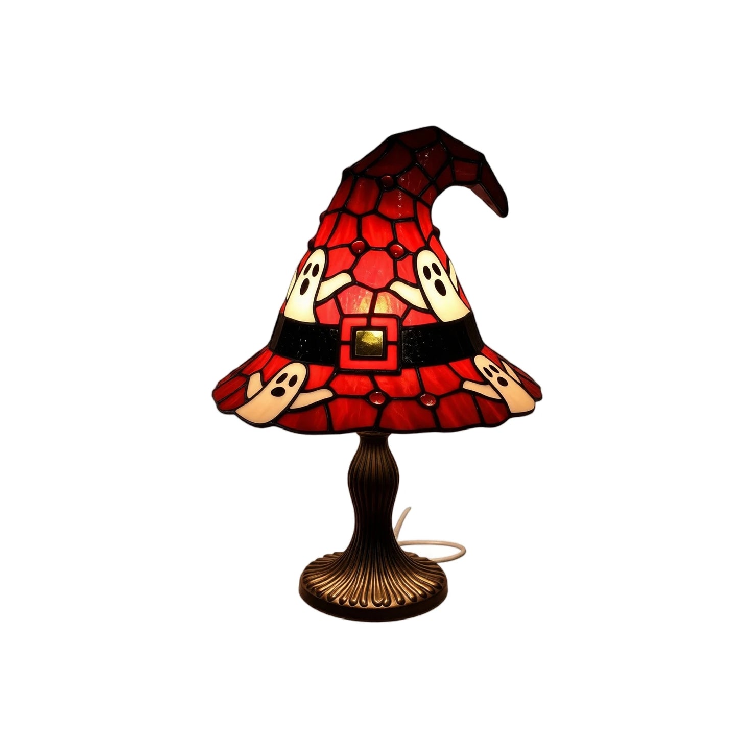 Stained Glass Witch Hat Lamp | Cozy Halloween LED Decor