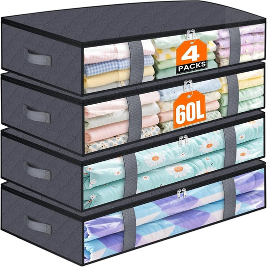 ✨ 4-Pack Under Bed Storage Organizers | Space-Saving Storage