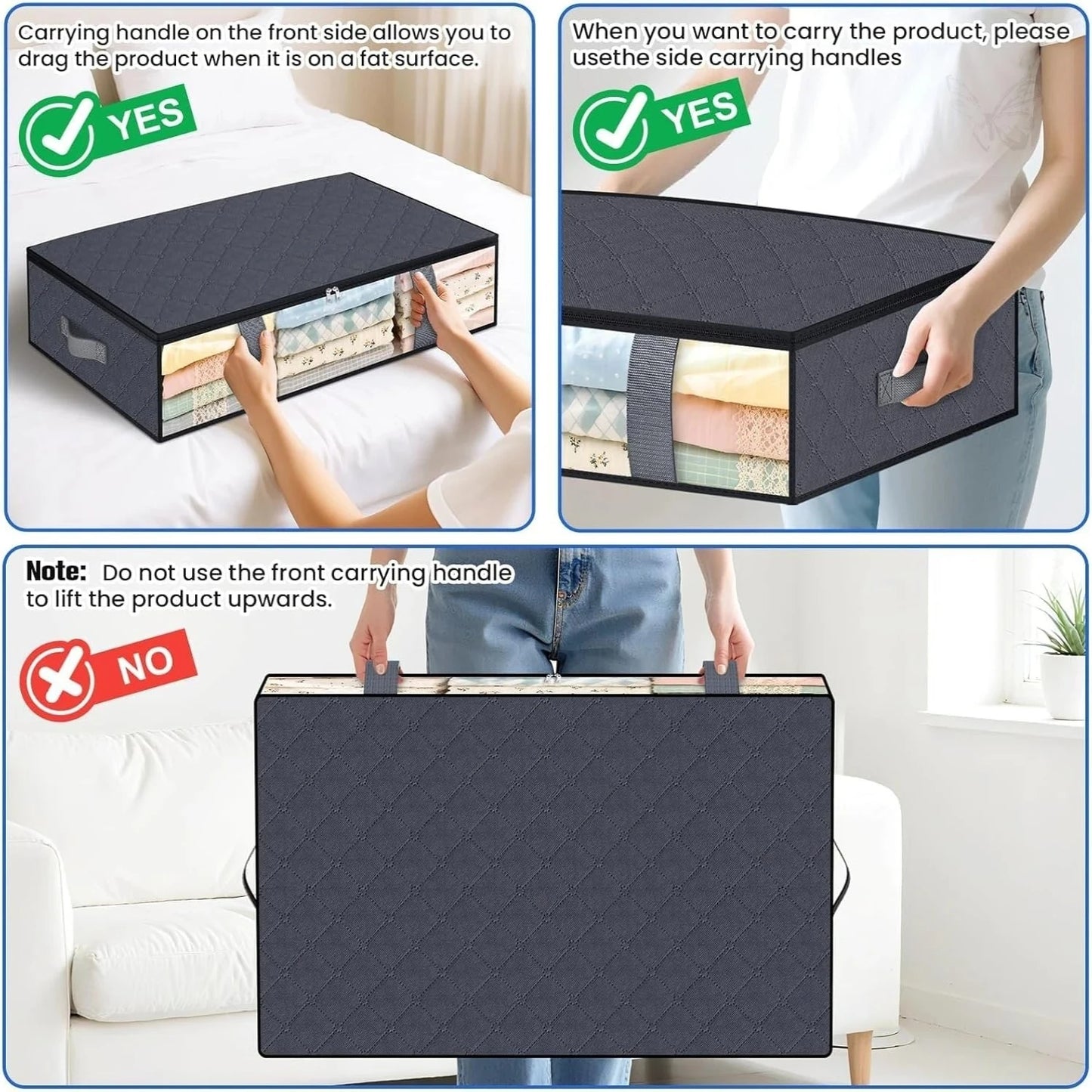 ✨ 4-Pack Under Bed Storage Organizers | Space-Saving Storage