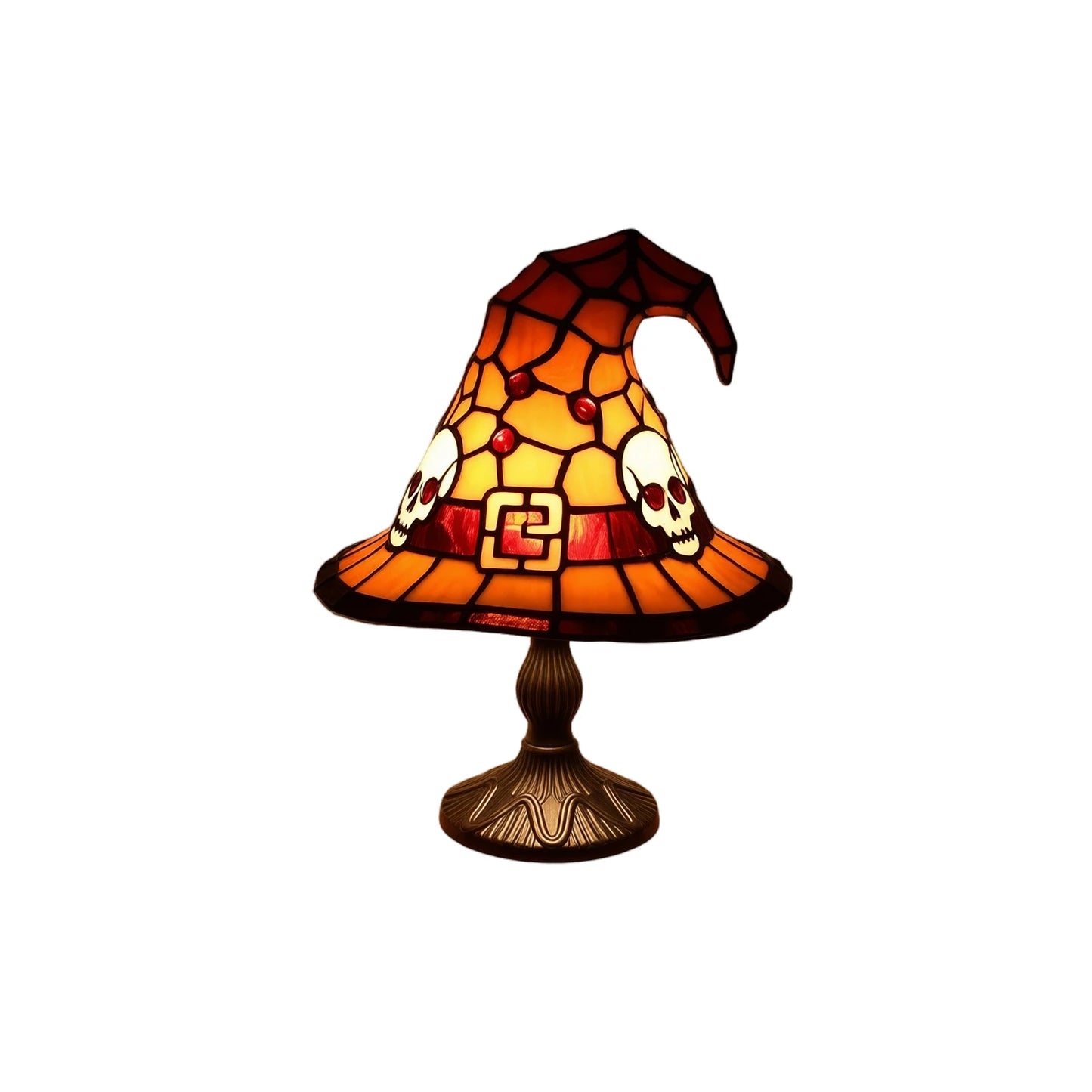 Stained Glass Witch Hat Lamp | Cozy Halloween LED Decor