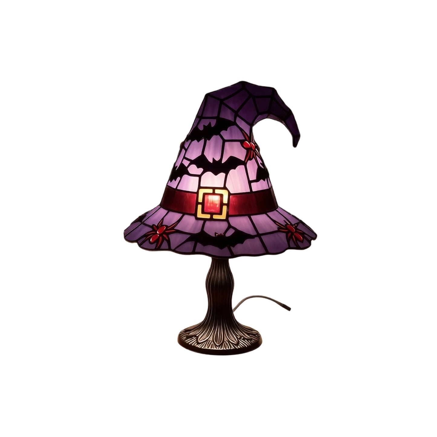 Stained Glass Witch Hat Lamp | Cozy Halloween LED Decor