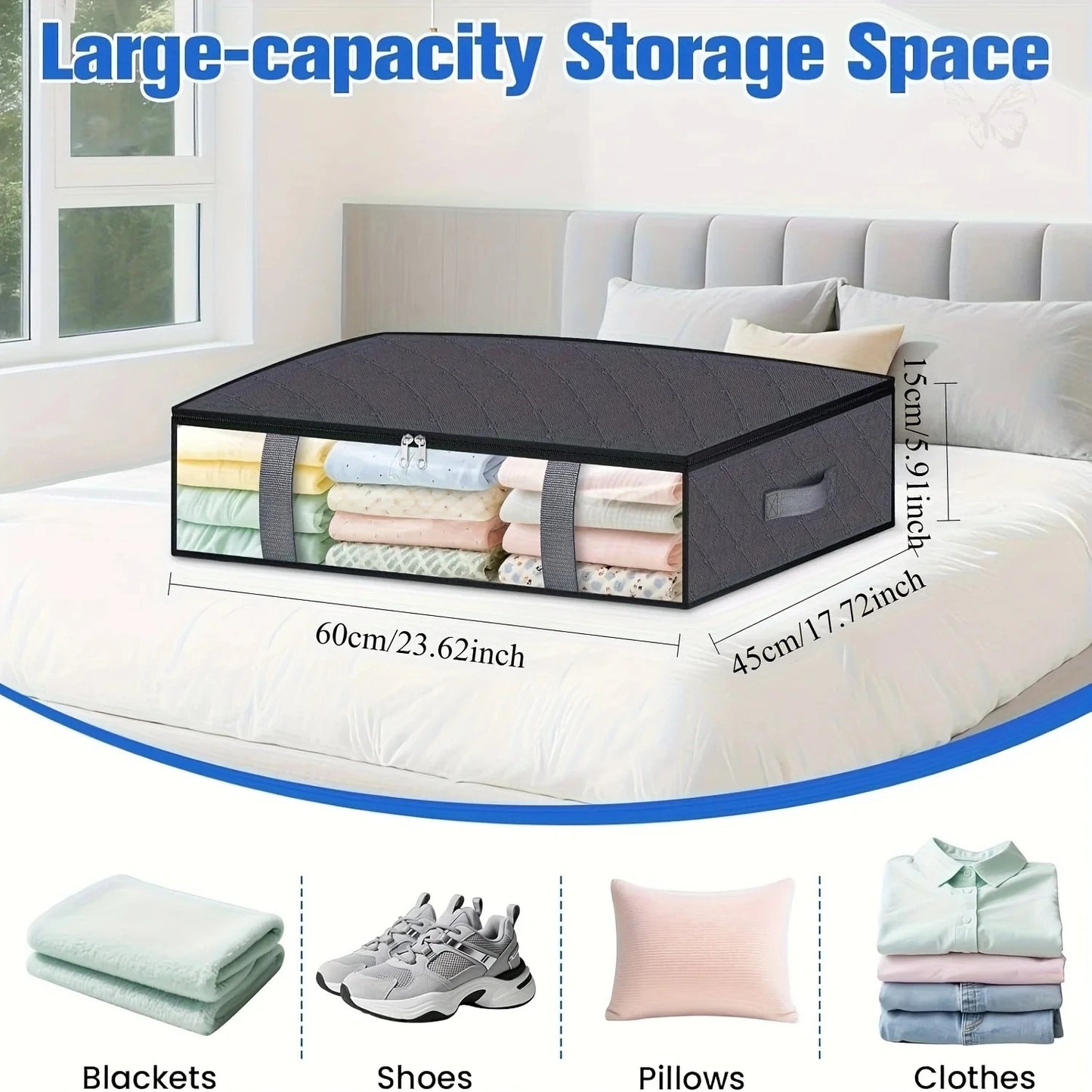 ✨ 4-Pack Under Bed Storage Organizers | Space-Saving Storage